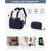 imageLOVEVOOK Laptop Backpack for Women 156 Inch Work Laptop Bag with USB Port Fashion Teacher Nurse Backpack Purse Waterproof Travel Computer Backpack with Organizer Bag 2PCS BeigeKhakiBeige  Blue