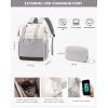 imageLOVEVOOK Laptop Backpack for Women 156 Inch Work Laptop Bag with USB Port Fashion Teacher Nurse Backpack Purse Waterproof Travel Computer Backpack with Organizer Bag 2PCS BeigeKhakiBeige  Light Grey