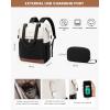 imageLOVEVOOK Laptop Backpack for Women 156 Inch Work Laptop Bag with USB Port Fashion Teacher Nurse Backpack Purse Waterproof Travel Computer Backpack with Organizer Bag 2PCS BeigeKhakiBeige  Black