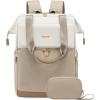imageLOVEVOOK Laptop Backpack for Women 156 Inch Work Laptop Bag with USB Port Fashion Teacher Nurse Backpack Purse Waterproof Travel Computer Backpack with Organizer Bag 2PCS BeigeKhakiBeige  Khaki