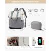 imageLOVEVOOK Laptop Backpack for Women 156 Inch Work Laptop Bag with USB Port Fashion Teacher Nurse Backpack Purse Waterproof Travel Computer Backpack with Organizer Bag 2PCS BeigeKhakiBeige  Grey