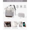 imageLOVEVOOK Laptop Backpack for Women 156 Inch Work Laptop Bag with USB Port Fashion Teacher Nurse Backpack Purse Waterproof Travel Computer Backpack with Organizer Bag 2PCS BeigeKhakiBeige  Light Grey