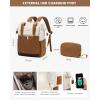imageLOVEVOOK Laptop Backpack for Women 156 Inch Work Laptop Bag with USB Port Fashion Teacher Nurse Backpack Purse Waterproof Travel Computer Backpack with Organizer Bag 2PCS BeigeKhakiBeige  Brown