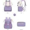imageLOVEVOOK Laptop Backpack for Women 156 Inch Work Laptop Bag with USB Port Fashion Teacher Nurse Backpack Purse Waterproof Travel Computer Backpack with Organizer Bag 2PCS BeigeKhakiBeige  Light Purple