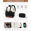 imageLOVEVOOK Laptop Backpack for Women 156 Inch Work Laptop Bag with USB Port Fashion Teacher Nurse Backpack Purse Waterproof Travel Computer Backpack with Organizer Bag 2PCS BeigeKhakiBeige  Black