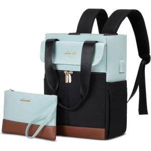 imageLOVEVOOK Backpack Purse for Women Convertible Mini Backpacks Tote for Teen Girls Small College Bookbag for Work School Travel 2pcs set BlackCreamMint Greenblack