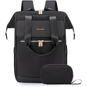 imageLOVEVOOK Laptop Backpack for Women 156 Inch Work Laptop Bag with USB Port Fashion Teacher Nurse Backpack Purse Waterproof Travel Computer Backpack with Organizer Bag 2PCS BeigeKhakiBlack