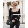 imageLOVEVOOK Crossbody Bags for Women Leather Quilted Shoulder Bag with Chain Strap Trendy Clutch Satchel Ladies Evening BagBlack