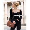 imageLOVEVOOK Crossbody Bags for Women Leather Quilted Shoulder Bag with Chain Strap Trendy Clutch Satchel Ladies Evening BagBrown