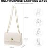 imageLOVEVOOK Crossbody Bags for Women Leather Quilted Shoulder Bag with Chain Strap Trendy Clutch Satchel Ladies Evening BagCream White