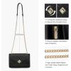 imageLOVEVOOK Crossbody Bags for Women Leather Quilted Shoulder Bag with Chain Strap Trendy Clutch Satchel Ladies Evening BagType VBlack