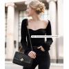 imageLOVEVOOK Crossbody Bags for Women Leather Quilted Shoulder Bag with Chain Strap Trendy Clutch Satchel Ladies Evening BagType VBlack