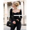 imageLOVEVOOK Crossbody Bags for Women Leather Quilted Shoulder Bag with Chain Strap Trendy Clutch Satchel Ladies Evening BagType XBlack