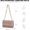 imageLOVEVOOK Crossbody Bags for Women Leather Quilted Shoulder Bag with Chain Strap Trendy Clutch Satchel Ladies Evening BagType XLight Beige