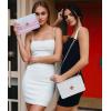 imageLOVEVOOK Crossbody Bags for Women Leather Quilted Shoulder Bag with Chain Strap Trendy Clutch Satchel Ladies Evening BagWhiteTypeb