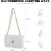 imageLOVEVOOK Crossbody Bags for Women Leather Quilted Shoulder Bag with Chain Strap Trendy Clutch Satchel Ladies Evening BagWhiteTypeb