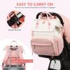 imageLOVEVOOK Diaper Bag Backpack Baby Bag with Changing Station Large Diaper Backpack for Moms Dads Waterproof Leather Accents Baby Boy and Girl Bag for Travel Baby Essentials PinkBeigePinkbeige