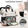 imageLOVEVOOK Diaper Bag Backpack Baby Bag with Changing Station Large Diaper Backpack for Moms Dads Waterproof Leather Accents Baby Boy and Girl Bag for Travel Baby Essentials PinkBeigeBlackbeige