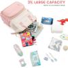 imageLOVEVOOK Diaper Bag Backpack Baby Bag with Changing Station Large Diaper Backpack for Moms Dads Waterproof Leather Accents Baby Boy and Girl Bag for Travel Baby Essentials PinkBeigePinkbeige