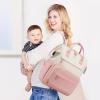 imageLOVEVOOK Diaper Bag Backpack Baby Bag with Changing Station Large Diaper Backpack for Moms Dads Waterproof Leather Accents Baby Boy and Girl Bag for Travel Baby Essentials PinkBeigePinkbeige