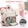 imageLOVEVOOK Diaper Bag Backpack Baby Bag with Changing Station Large Diaper Backpack for Moms Dads Waterproof Leather Accents Baby Boy and Girl Bag for Travel Baby Essentials PinkBeigePinkbeige