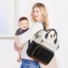 imageLOVEVOOK Diaper Bag Backpack Baby Bag with Changing Station Large Diaper Backpack for Moms Dads Waterproof Leather Accents Baby Boy and Girl Bag for Travel Baby Essentials PinkBeigeBlackbeige