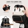 imageLOVEVOOK Diaper Bag Backpack Baby Bag with Changing Station Large Diaper Backpack for Moms Dads Waterproof Leather Accents Baby Boy and Girl Bag for Travel Baby Essentials PinkBeigeBlackbeige