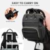 imageLOVEVOOK Diaper Bag Backpack Baby Bag with Changing Station Large Diaper Backpack for Moms Dads Waterproof Leather Accents Baby Boy and Girl Bag for Travel Baby Essentials PinkBeigeBlack