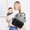 imageLOVEVOOK Diaper Bag Backpack Baby Bag with Changing Station Large Diaper Backpack for Moms Dads Waterproof Leather Accents Baby Boy and Girl Bag for Travel Baby Essentials PinkBeigeBlackgreybrown