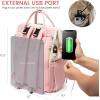 imageLOVEVOOK Diaper Bag Backpack Baby Bag with Changing Station Large Diaper Backpack for Moms Dads Waterproof Leather Accents Baby Boy and Girl Bag for Travel Baby Essentials PinkBeigePinkbeige