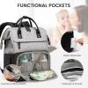 imageLOVEVOOK Diaper Bag Backpack Baby Bag with Changing Station Large Diaper Backpack for Moms Dads Waterproof Leather Accents Baby Boy and Girl Bag for Travel Baby Essentials PinkBeigeBlackgrey