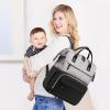 imageLOVEVOOK Diaper Bag Backpack Baby Bag with Changing Station Large Diaper Backpack for Moms Dads Waterproof Leather Accents Baby Boy and Girl Bag for Travel Baby Essentials PinkBeigeBlackgrey