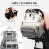 imageLOVEVOOK Diaper Bag Backpack Baby Bag with Changing Station Large Diaper Backpack for Moms Dads Waterproof Leather Accents Baby Boy and Girl Bag for Travel Baby Essentials PinkBeigeGreybeige