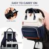 imageLOVEVOOK Diaper Bag Backpack Baby Bag with Changing Station Large Diaper Backpack for Moms Dads Waterproof Leather Accents Baby Boy and Girl Bag for Travel Baby Essentials PinkBeigeNavy Bluebeige