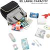 imageLOVEVOOK Diaper Bag Backpack Baby Bag with Changing Station Large Diaper Backpack for Moms Dads Waterproof Leather Accents Baby Boy and Girl Bag for Travel Baby Essentials PinkBeigeBlackgrey