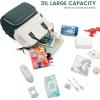 imageLOVEVOOK Diaper Bag Backpack Baby Bag with Changing Station Large Diaper Backpack for Moms Dads Waterproof Leather Accents Baby Boy and Girl Bag for Travel Baby Essentials PinkBeigeDark Greenbeige