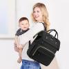 imageLOVEVOOK Diaper Bag Backpack Baby Bag with Changing Station Large Diaper Backpack for Moms Dads Waterproof Leather Accents Baby Boy and Girl Bag for Travel Baby Essentials PinkBeigeBlack