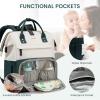 imageLOVEVOOK Diaper Bag Backpack Baby Bag with Changing Station Large Diaper Backpack for Moms Dads Waterproof Leather Accents Baby Boy and Girl Bag for Travel Baby Essentials PinkBeigeDark Greenbeige