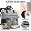 imageLOVEVOOK Diaper Bag Backpack Baby Bag with Changing Station Large Diaper Backpack for Moms Dads Waterproof Leather Accents Baby Boy and Girl Bag for Travel Baby Essentials PinkBeigeBlackgreybrown