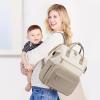 imageLOVEVOOK Diaper Bag Backpack Baby Bag with Changing Station Large Diaper Backpack for Moms Dads Waterproof Leather Accents Baby Boy and Girl Bag for Travel Baby Essentials PinkBeigeKhakibeige