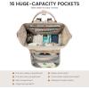 imageLOVEVOOK Diaper Bag Backpack Baby Bag with Changing Station Large Diaper Backpack for Moms Dads Waterproof Leather Accents Baby Boy and Girl Bag for Travel Baby Essentials PinkBeigeKhakibeige