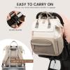 imageLOVEVOOK Diaper Bag Backpack Baby Bag with Changing Station Large Diaper Backpack for Moms Dads Waterproof Leather Accents Baby Boy and Girl Bag for Travel Baby Essentials PinkBeigeKhakibeige