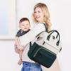 imageLOVEVOOK Diaper Bag Backpack Baby Bag with Changing Station Large Diaper Backpack for Moms Dads Waterproof Leather Accents Baby Boy and Girl Bag for Travel Baby Essentials PinkBeigeDark Greenbeige