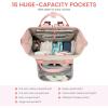 imageLOVEVOOK Diaper Bag Backpack Baby Bag with Changing Station Large Diaper Backpack for Moms Dads Waterproof Leather Accents Baby Boy and Girl Bag for Travel Baby Essentials PinkBeigePinkbeige