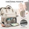 imageLOVEVOOK Diaper Bag Backpack Baby Bag with Changing Station Large Diaper Backpack for Moms Dads Waterproof Leather Accents Baby Boy and Girl Bag for Travel Baby Essentials PinkBeigeKhakibeige