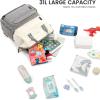 imageLOVEVOOK Diaper Bag Backpack Baby Bag with Changing Station Large Diaper Backpack for Moms Dads Waterproof Leather Accents Baby Boy and Girl Bag for Travel Baby Essentials PinkBeigeGreybeige