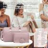 imageLOVEVOOK Diaper Bag Tote with Pacifier Case and Changing Pad Large Capacity Mommy Bag for Hospital and Weekender Travel Functional Baby Bag Newborn Baby Essential PinkPink