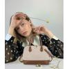 imageLOVEVOOK Purse for Women Small Crossbody Bags Classic Double Zip Top Handle Dome Satchel BagCanvasJacquard Brown