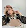 imageLOVEVOOK Purse for Women Small Crossbody Bags Classic Double Zip Top Handle Dome Satchel BagWovenApricot