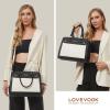 imageLOVEVOOK Purses and Handbags for Women Tote Shoulder Bag Satchel Black Purse and PU Leather Top Handle for ladiesBlackwhite